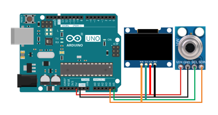Термометр GY-906 и Arduino UNO