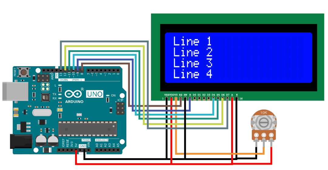 LCD 2004 en и Arduino UNO