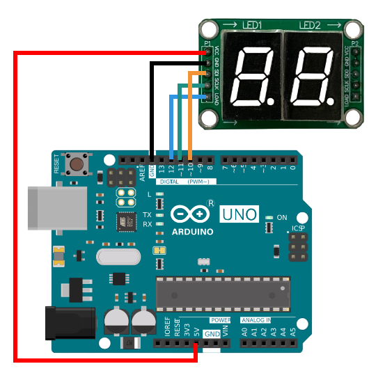 Индикатор 74HC 2x и Arduino UNO