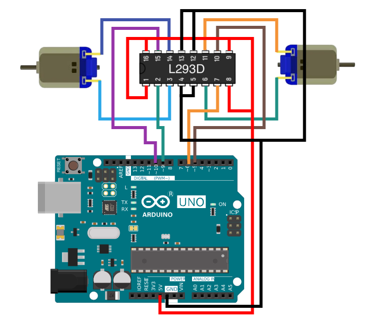 Драйвер L293D и Arduino UNO
