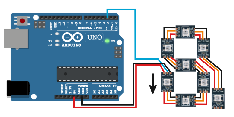 WS2812 4x и Arduino UNO