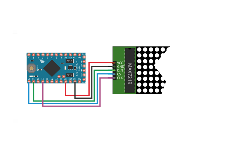 MAX7219 8х32 и Arduino Pro Mini