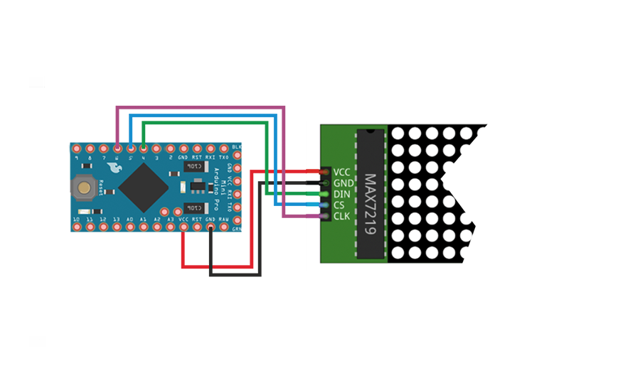 MAX7219 8х8 и Arduino Pro Mini