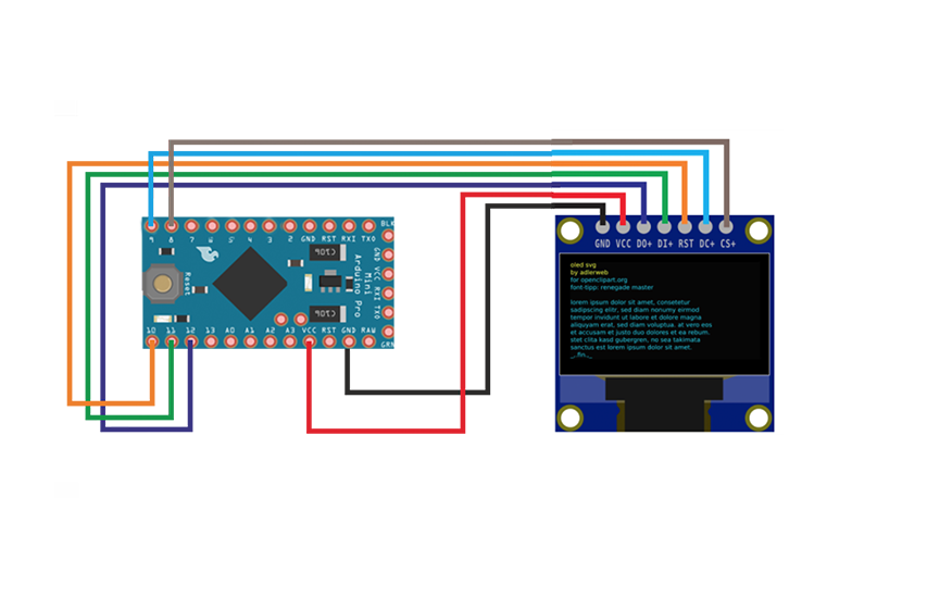 OLED mini SPI и Arduino Pro Mini