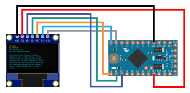 Mini Mikro Oled 64x48 SPI и Arduino Pro Mini