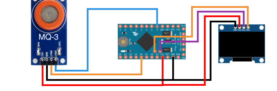 Датчик алкоголя MQ-3 и Arduino Pro Mini