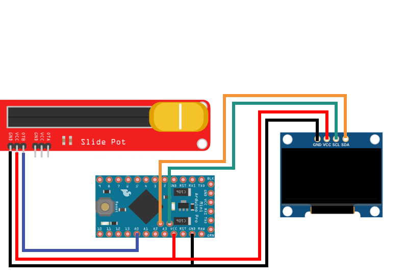 Ползунковый потенциометр и Arduino Pro Mini
