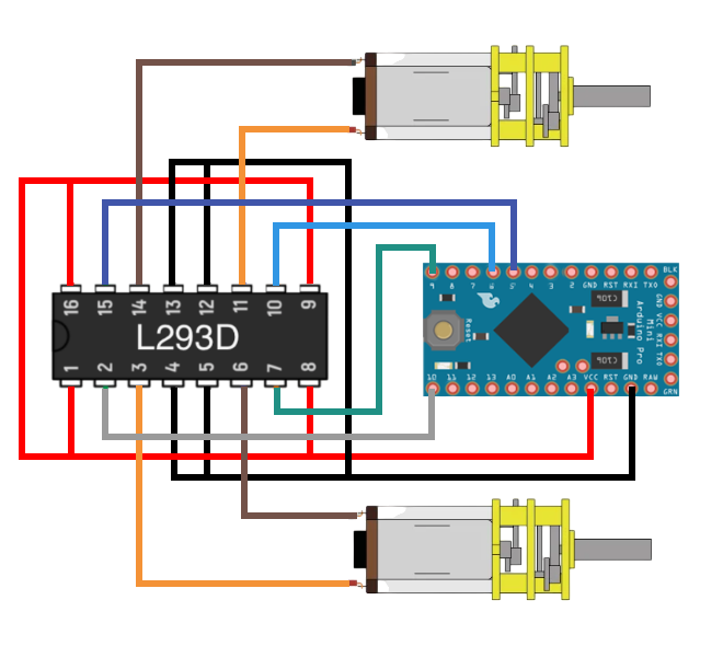 Драйвер L293D и Arduino Pro Mini