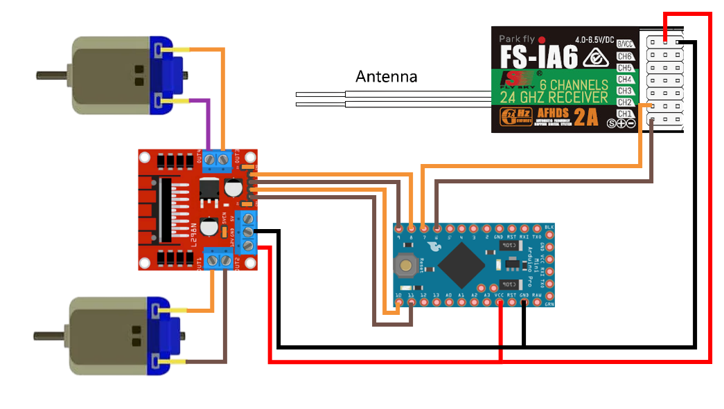 Пульт FS-iA6B и Arduino Pro Mini