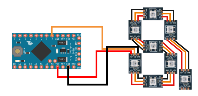 WS2812 4x и Arduino Pro Mini