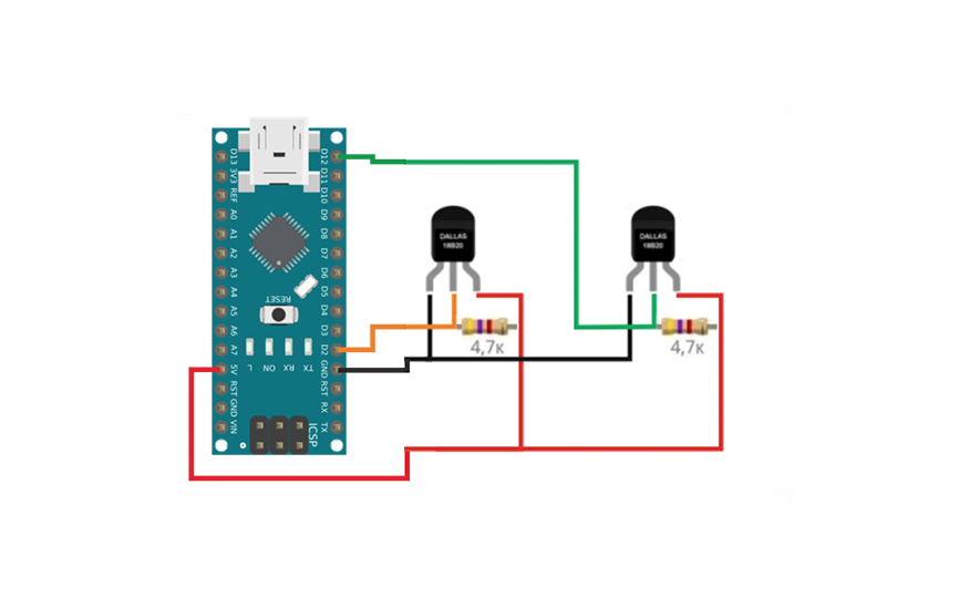 Датчик DS18B20 и Arduino Nano