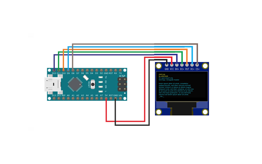 OLED mini SPI и Arduino Nano