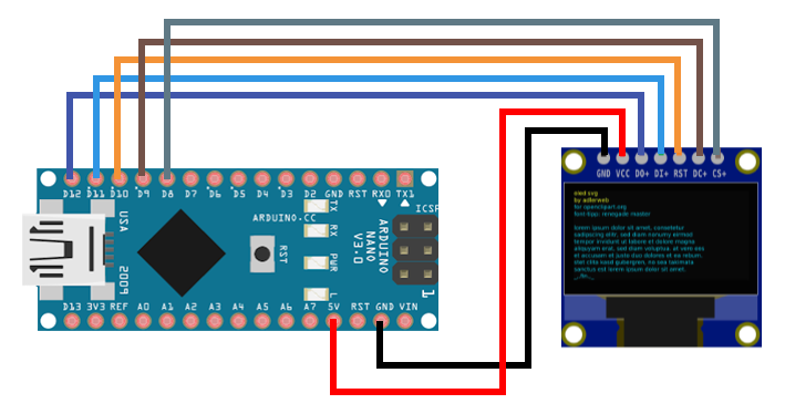 Mini Mikro Oled 64x48 SPI и Arduino Nano