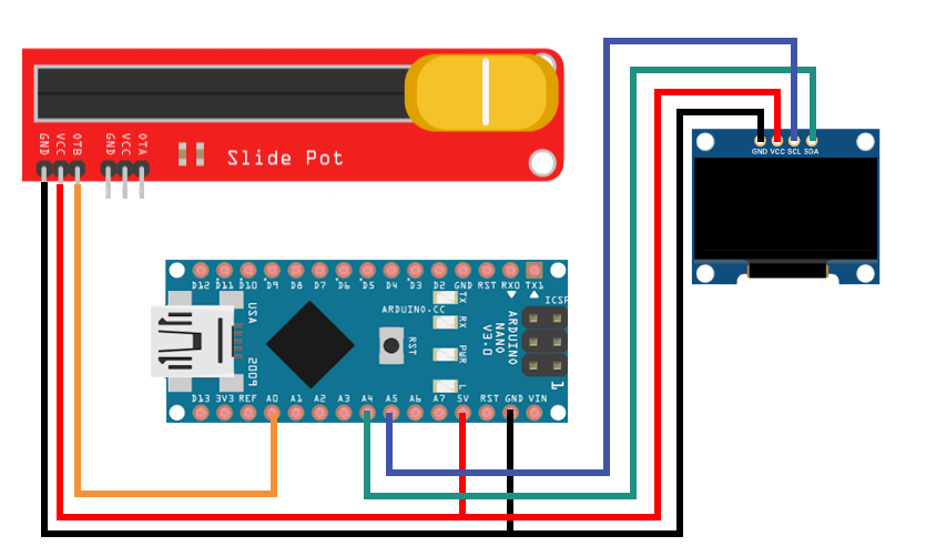 Ползунковый потенциометр и Arduino Nano
