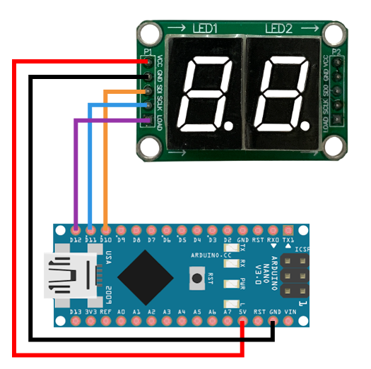 Индикатор 74HC 2x и Arduino Nano