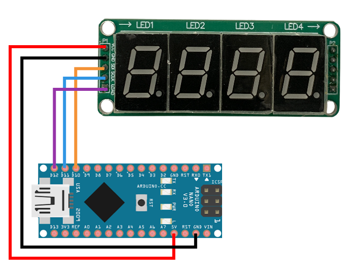 Индикатор 74HC 4x и Arduino Nano