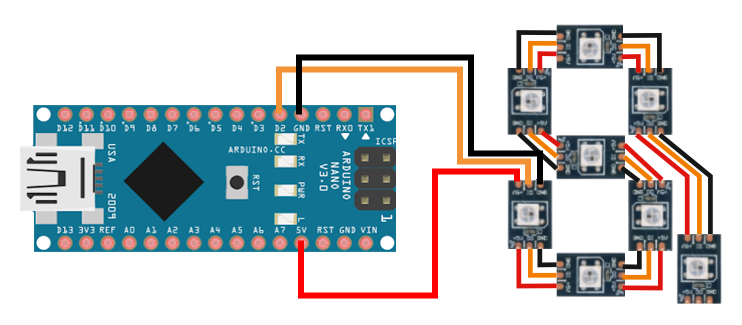 WS2812 4x и Arduino Nano
