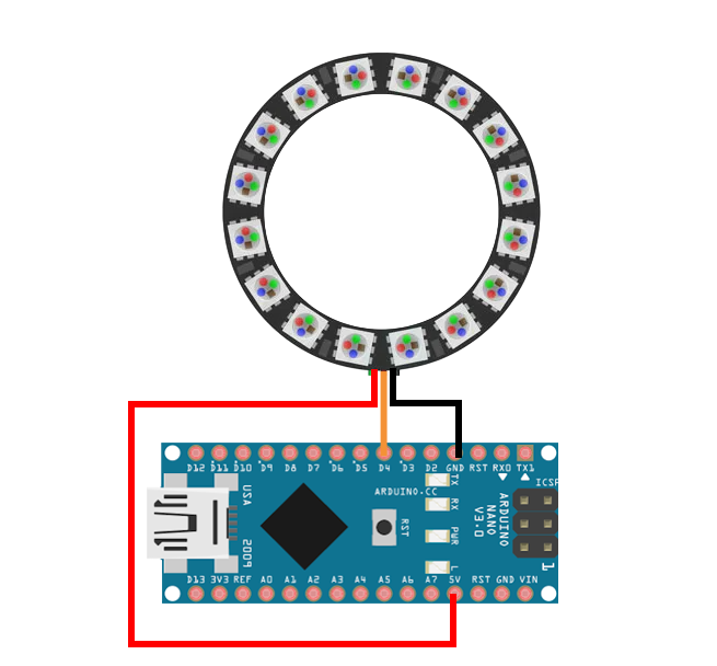 Кольцо WS2812 и Arduino Nano