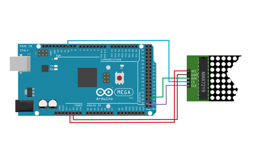 MAX7219 8х32 и Arduino Mega